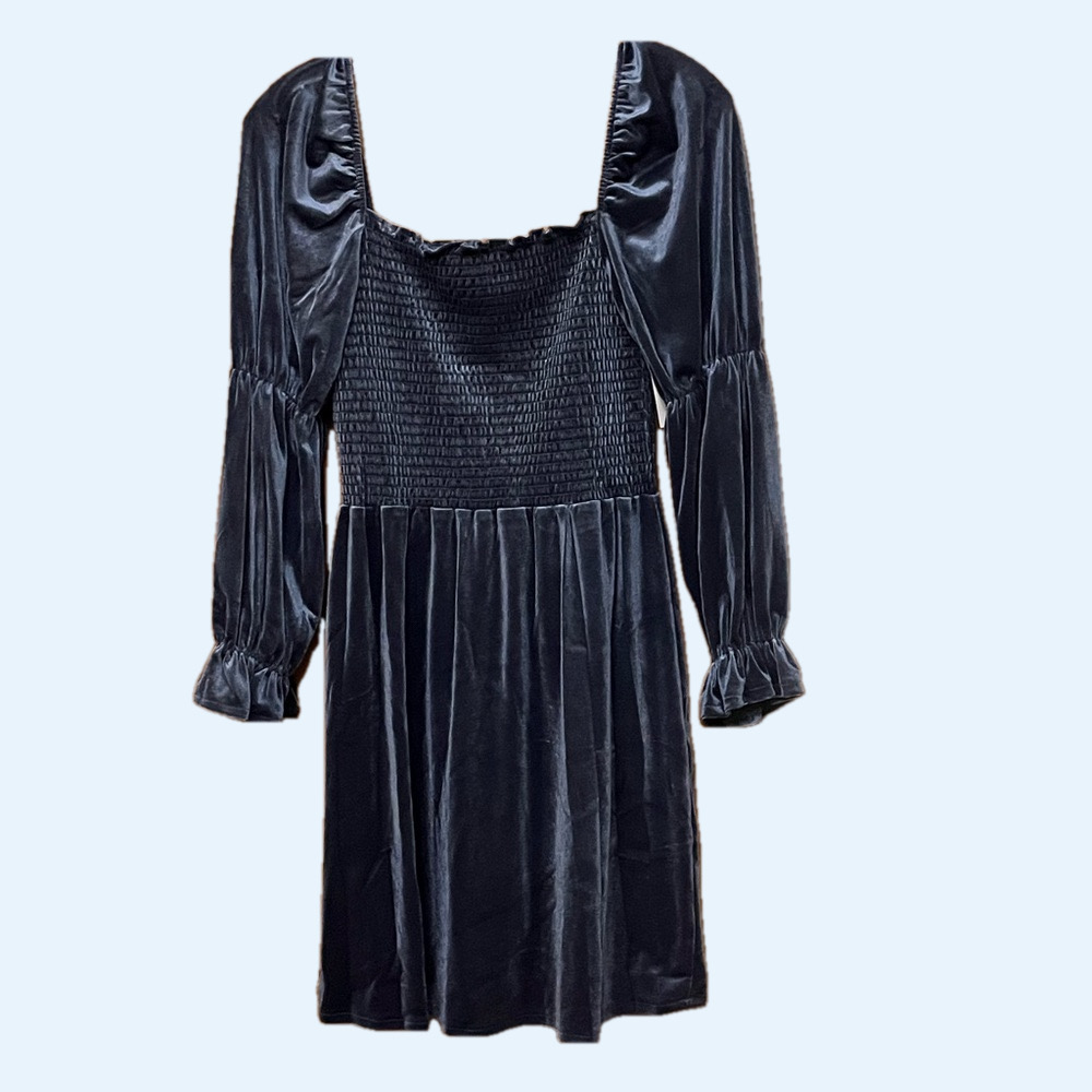 🆕 Black Tape Elegant Blue faux Velvet Dress. S